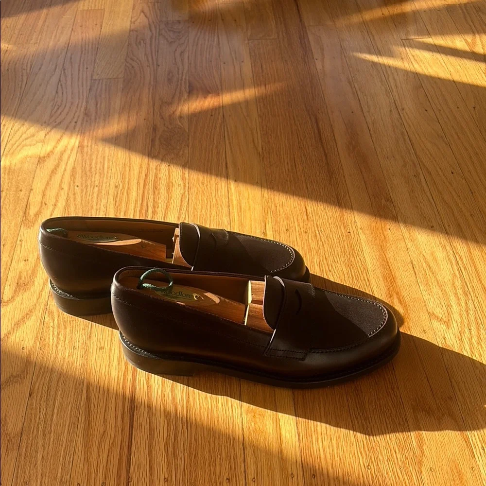 Red Slip-On Loafers with Gold Accent - Picture 1 of 3